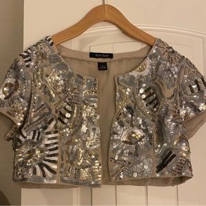 On a vintage journey White House Black Market Cropped Sequin Jacket